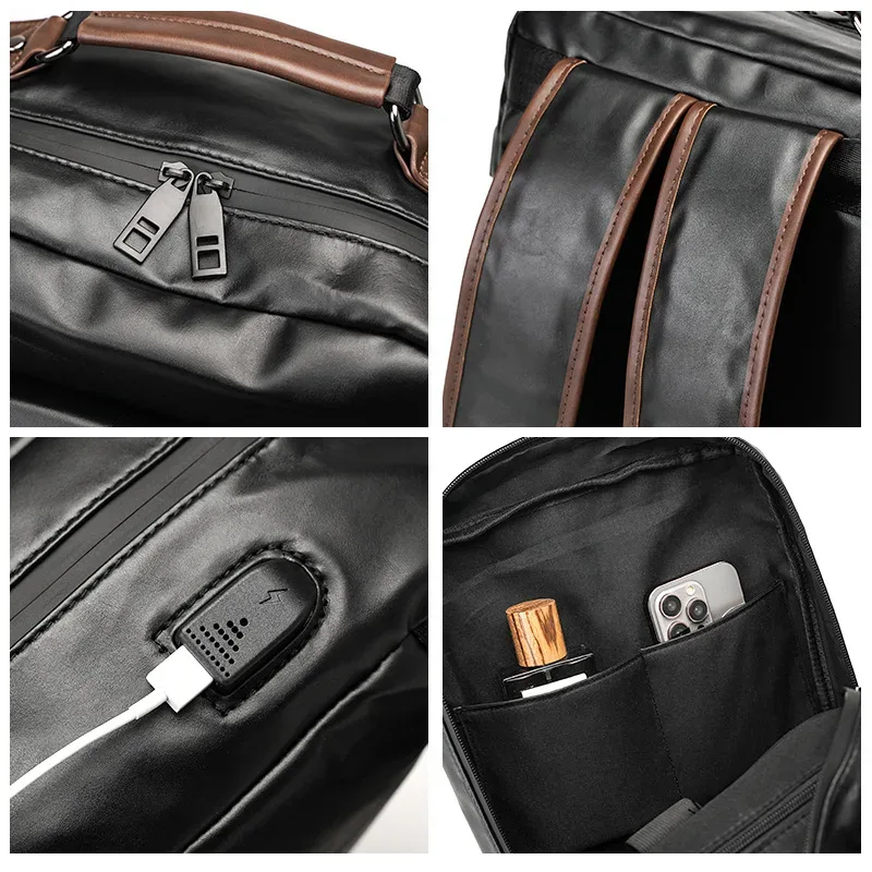 sac à dos rétro en cuir souple pour hommes, sac à dos pour ordinateur portable de grande capacité, cartable pour étudiants, cartable pour hommes, mode