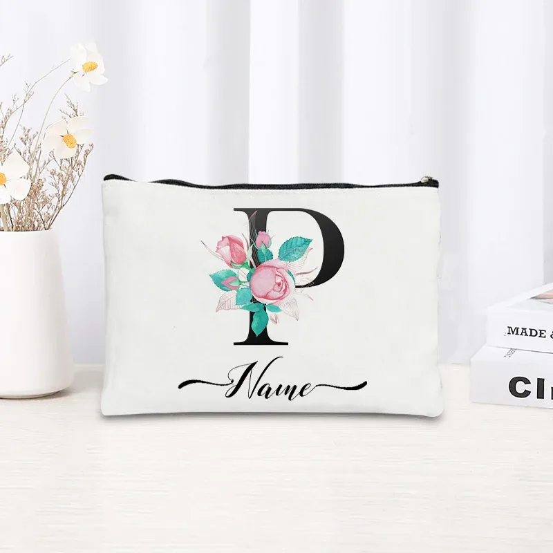 trousse de maquillage personnalisable avec nom, trousse de maquillage de voyage, trousse de maquillage pour mariage, trousse de maquillage individuelle, trousse de maquillage en toile pour fêtes, organiseur de cosmétiques, cadeaux pour femme