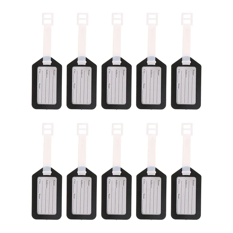 étiquettes de bagage en plastique pour hommes et femmes, étiquette de bagage, porte-nom, adresse d'identification de valise, accessoire de voyage, expédition d'embarquement, 10 pièces