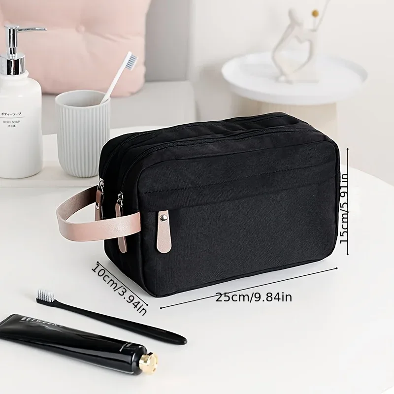 sac de toilettage oxford avec nom personnalisé pour hommes, sac de rangement double couche de grande capacité, organisateur de maquillage idéal, articles de toilette pour le toilettage