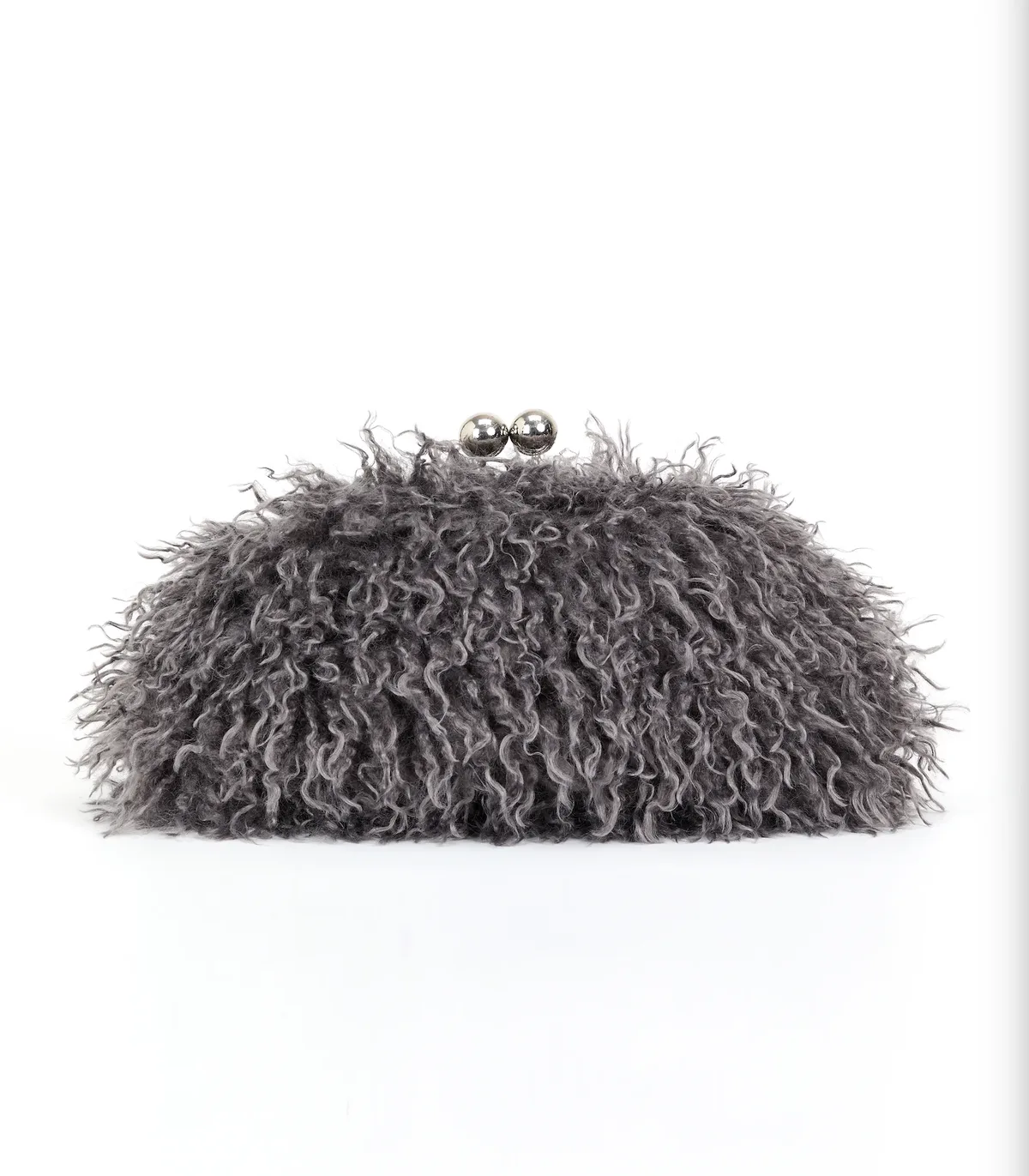 sac à main pochette en fausse fourrure kisslock pour femme, chaud et élégant pour l'hiver, avec fermoir à cadre et chaîne bandoulière, gris foncé, rouge, jaune