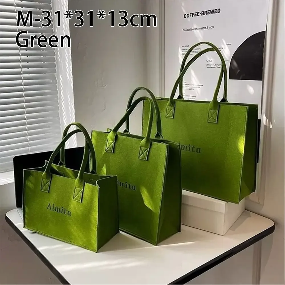 sac à bandoulière en feutre décontracté grande capacité, sac messager s/m/l, sac à main simple de couleur unie pour femme
