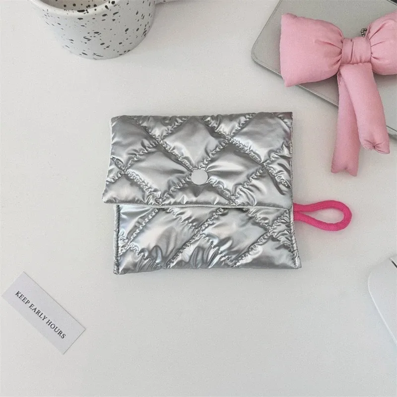 porte-monnaie à motif de nœud argenté pour femme, portefeuille pour écouteurs, pochette à fermeture éclair, trousse à cosmétiques en poudre, prédire