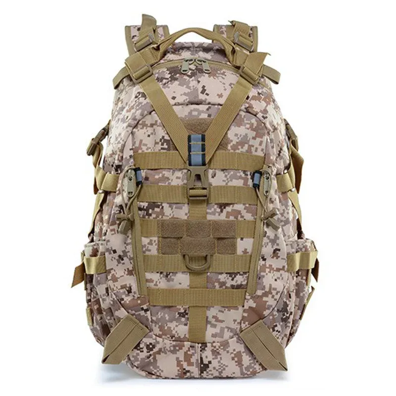 sac dos polyester vert olive poches latérales molle ceinture air sangles ajustables survie camping randonnée plein air