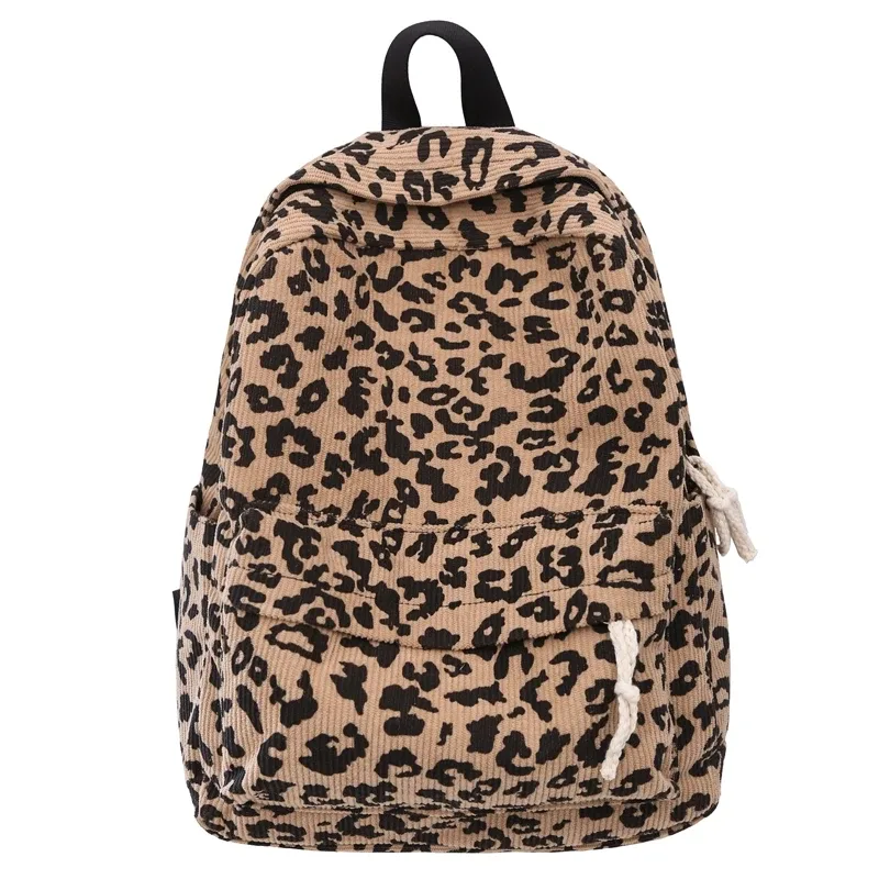 sac à dos léopard en velours côtelé, sac à dos tendance pour étudiants, grande capacité, sac à bandoulière élégant, multi-poches, sac de voyage en plein air