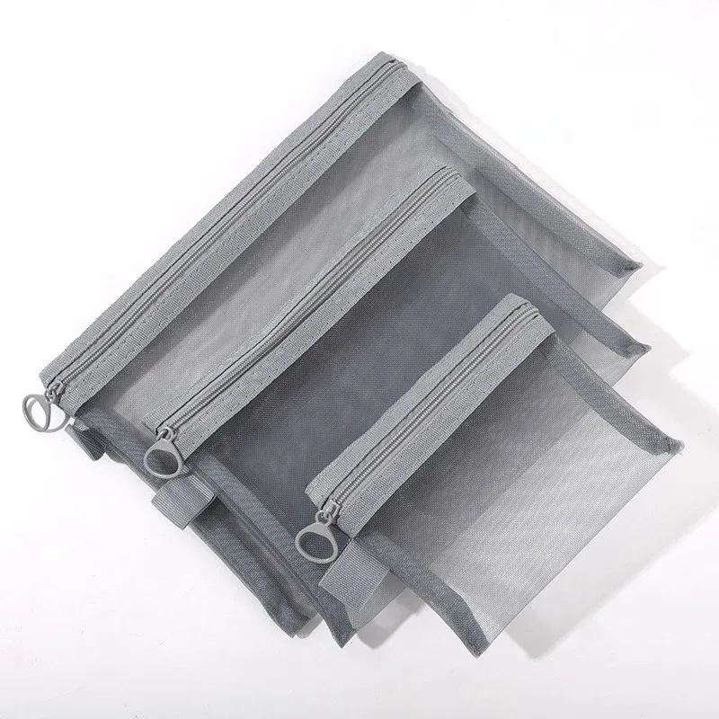 3size mesh clear cosmetic bags black small large makeup bag portable travel toiletry organizer case lipstick storage pouch