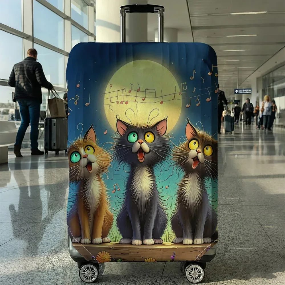 housse de protection pour bagages à motif de chat, ensemble adapté aux bagages de 18 à 32 pouces, housse de poignée de valise, accessoires de voyage