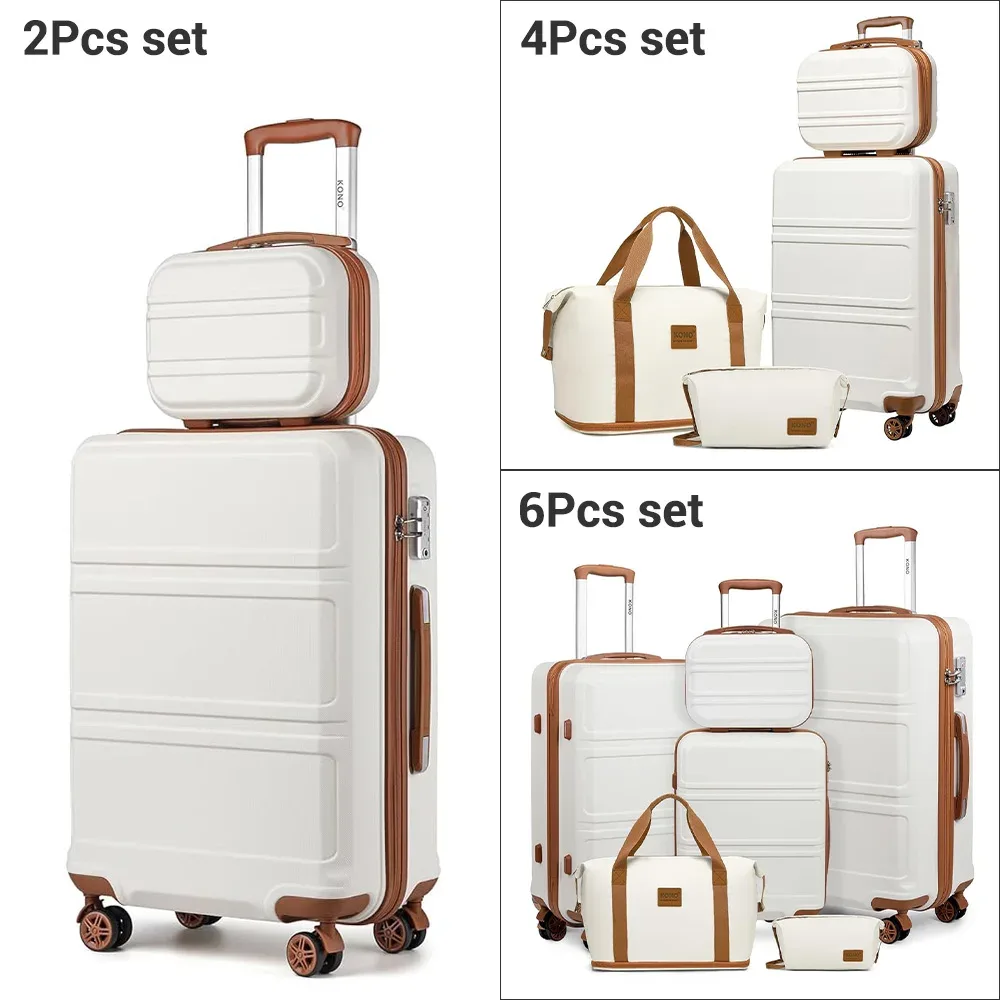 valise rigide légère kono en abs+pc avec 4 roues jumelées et serrure tsa (ensemble de 2/4/6 pièces)
