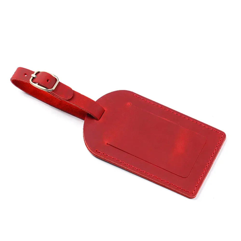 étiquette de bagage en cuir personnalisée avec nom, en cuir de vachette pleine fleur, pour carte d'embarquement et valise, design créatif