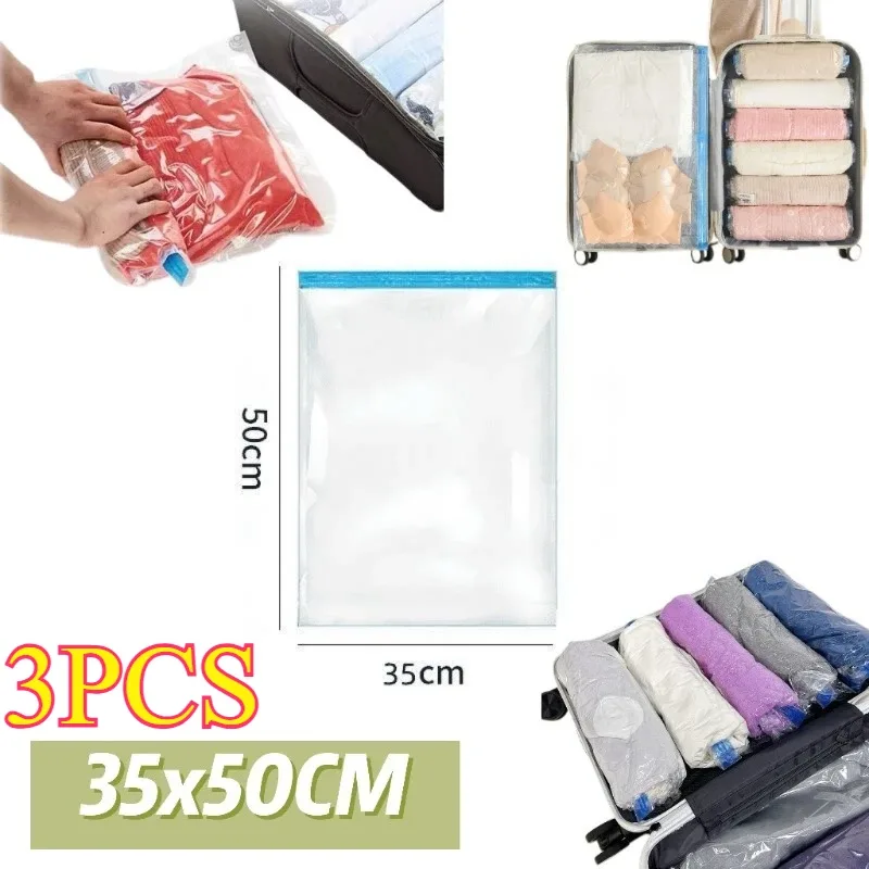 sacs de rangement de voyage compressibles pour économiser de l'espace, accessoires de voyage, sac de compression pour l'emballage et les vêtements, pas besoin de pompe ni de vide.