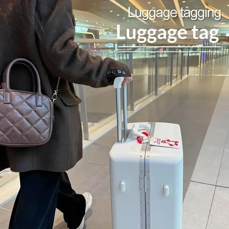 accessoires de voyage : étiquettes de bagage créatives en silicone, motif animal de dessin animé, porte-adresse d'identification pour valise, étiquette portable