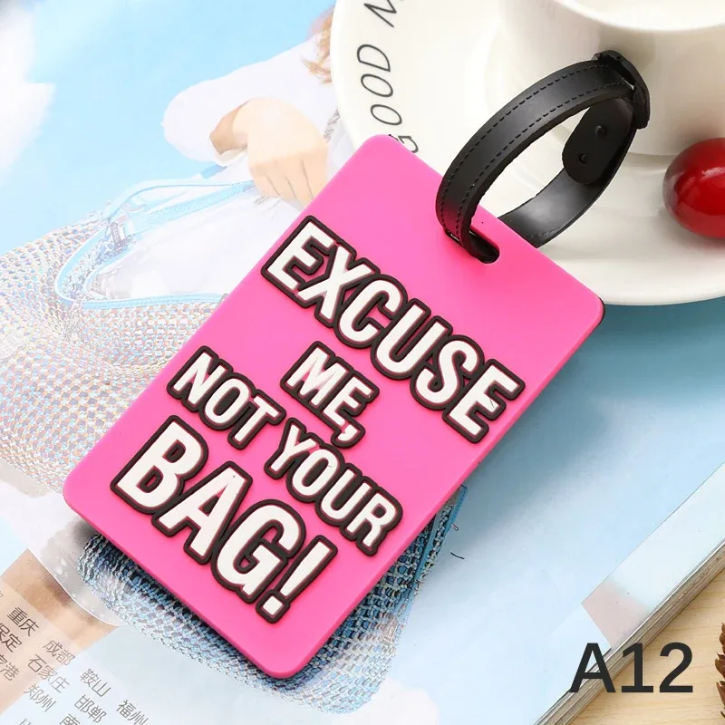 étiquettes de bagage en silicone de style dessin animé, étiquette de voyage portable, étiquette de valise, lettre créative, pas votre sac, accessoires de voyage mignons, mode