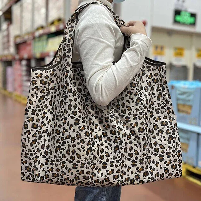 sac d'épicerie pliable en nylon de grande capacité, sac fourre-tout de style japonais, portable, réutilisable, écologique, sac à main imperméable