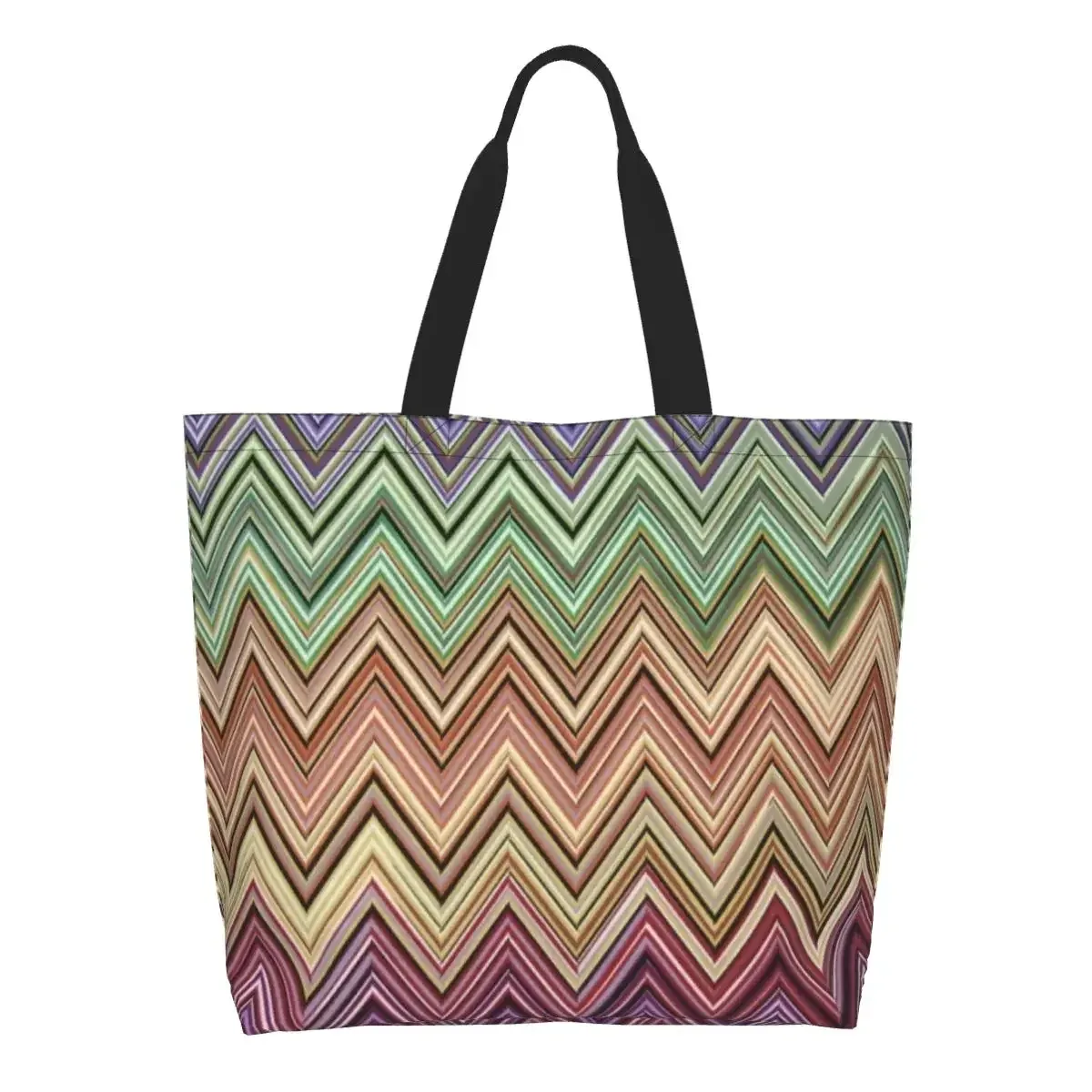 sac fourre-tout personnalisé coloré à motif zig-zag pour la maison, sac de courses en toile bohème géométrique à motif zig-zag, sac à bandoulière pour les courses