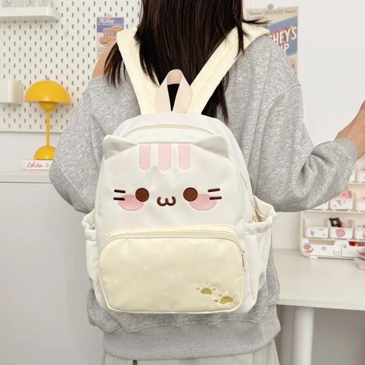sac à dos chat de dessin animé pour filles et femmes, sac d'école mignon pour étudiantes, sac de voyage grande capacité