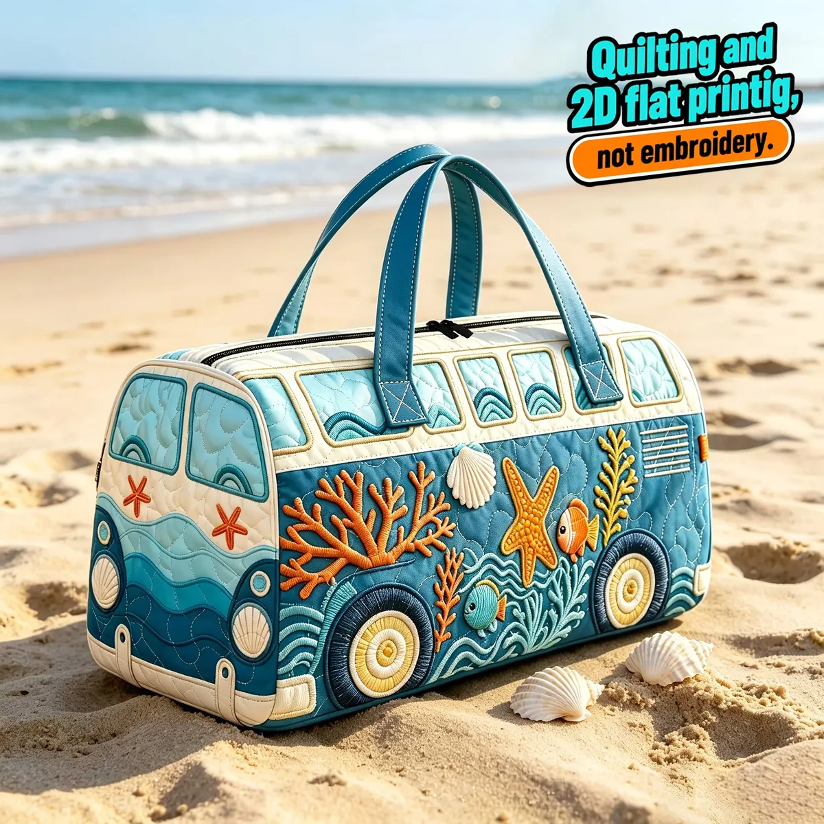 sac à dos matelassé 3d tendance - motif bus - grand sac de voyage - style bohème rétro - pour les déplacements quotidiens