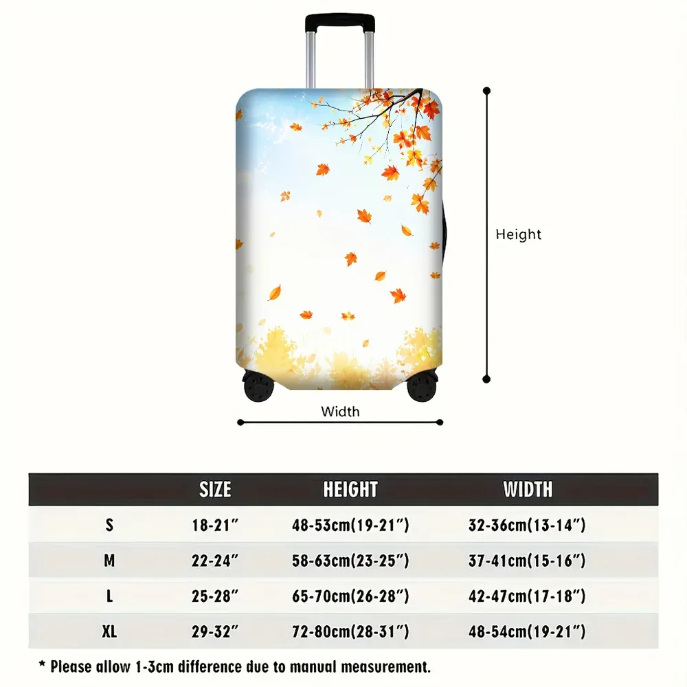 housse valise polyester motif feuilles automnales orange jaune fonds bleu ciels format moyen protection voyage