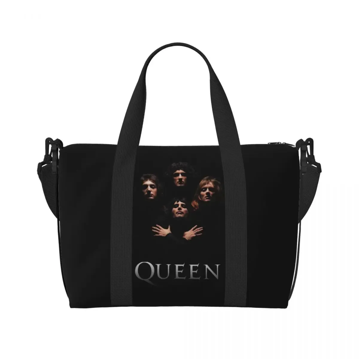 sac fourre-tout personnalisé freddie mercury queen band pour femmes, sac de voyage à bandoulière de plage de grande capacité
