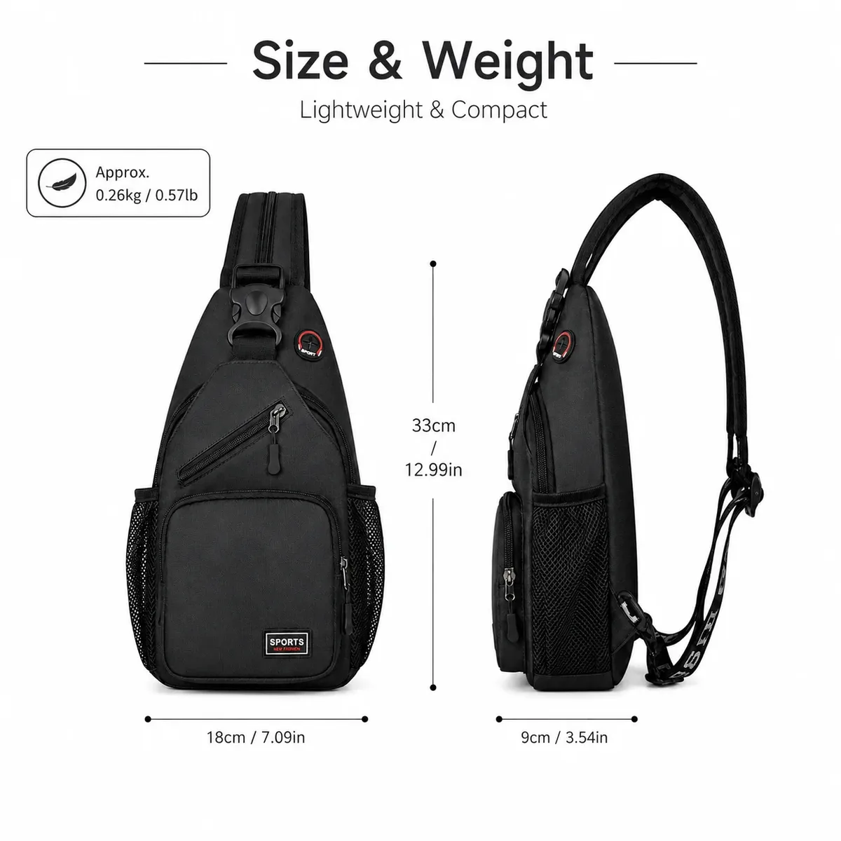 sac à dos convertible pour femme, sac bandoulière, sac de poitrine avec plusieurs poches, porte-bouteilles pour les voyages, la marche et l'usage quotidien