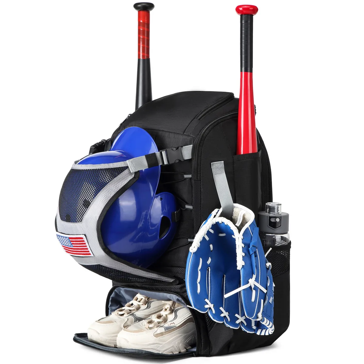 sac à dos d'équipement de softball pour les jeunes, sac de baseball avec compartiment à chaussures, grande capacité, sport
