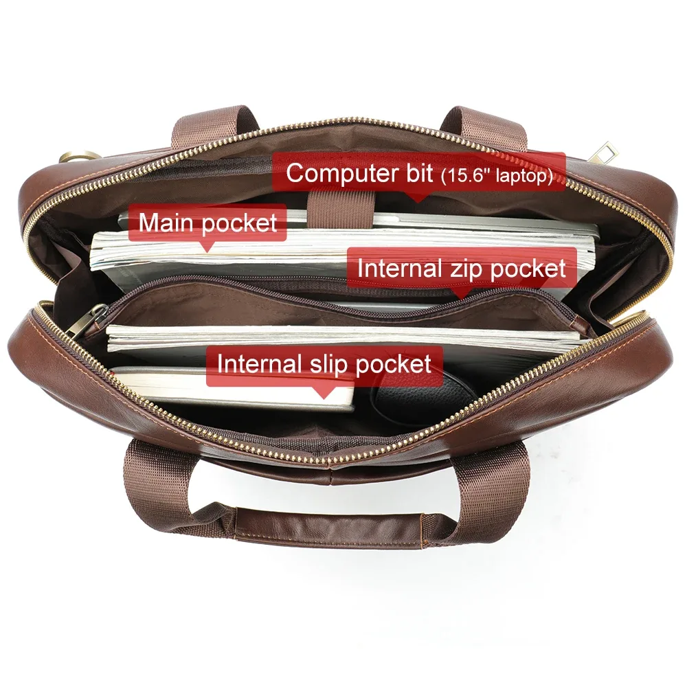 westal – sacoche pour ordinateur portable de 15 pouces, porte-documents pour hommes, en cuir véritable, porte-documents exécutif pour hommes, sacoche d'affaires pour hommes