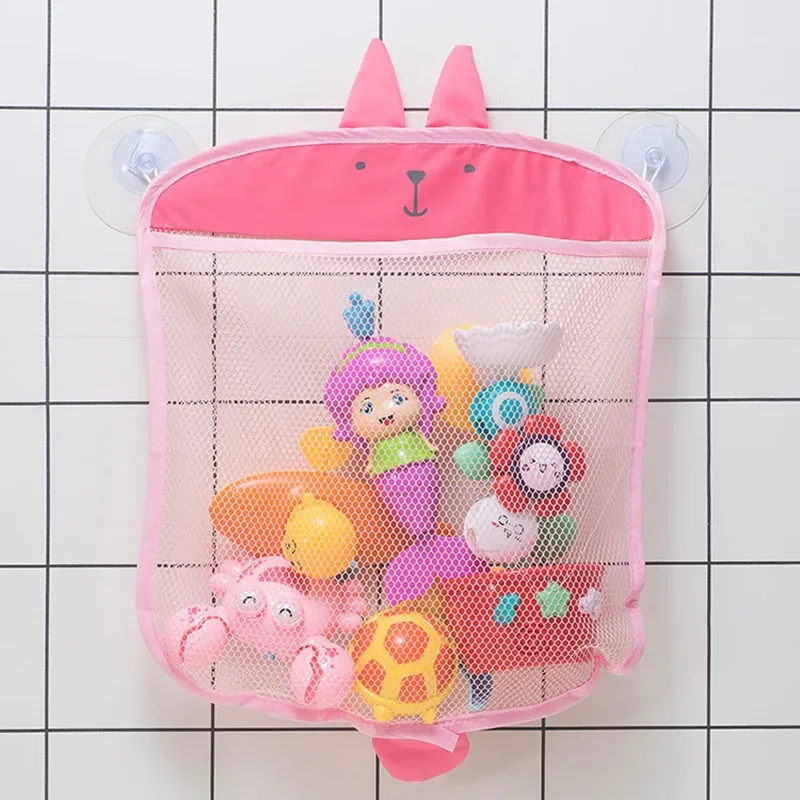 organisateur de jouets de bain en filet avec ventouses, motif animaux mignons, séchage rapide, anti-moisissure, pochettes de rangement pour bébés et tout-petits, pour baignoires et salles de bain