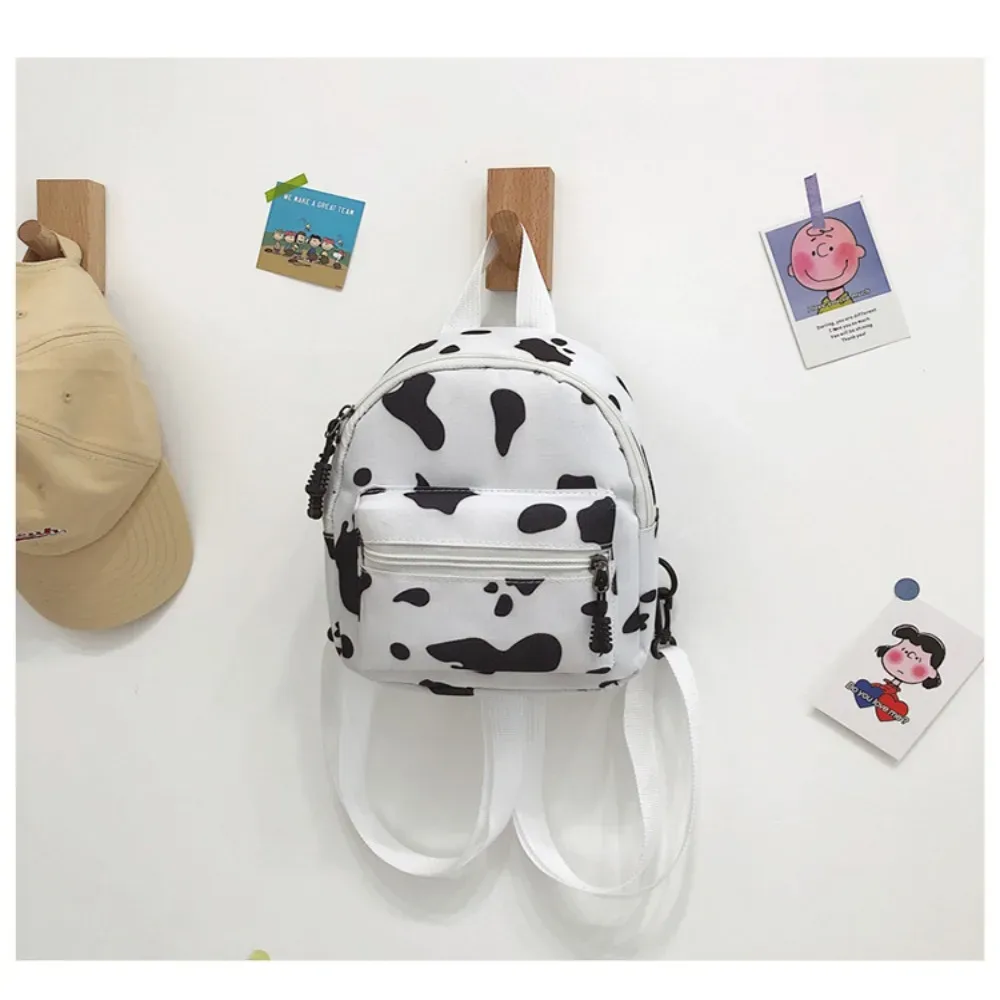 sac à dos mini multifonctionnel en toile pour femme, motif vache mignon, avec bandoulière réglable, idéal pour les voyages