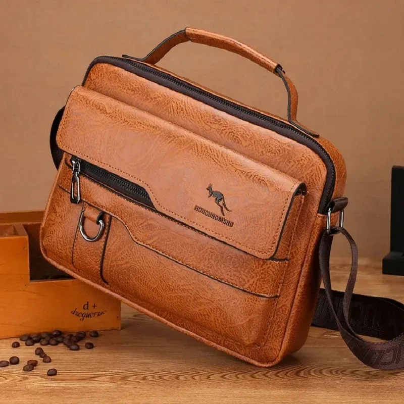 sacs de messager de marque kangourou de luxe hommes en cuir sac à bandoulière décontracté pour hommes marron noir sac à bandoulière d'affaires sac à main masculin