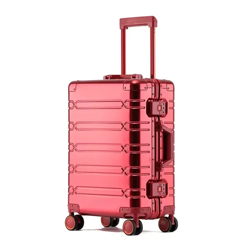 valise à roulettes 100% aluminium-magnésium, grande capacité, avec roue rotative, boîtier de chariot de voyage, valise à main de 20 pouces