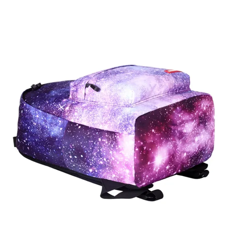 sac à dos violet ciel étoilé, sac à bandoulière double, sac en toile pour étudiants, collégiens, lycéens, sport, voyage, trajets quotidiens, trousse à crayons