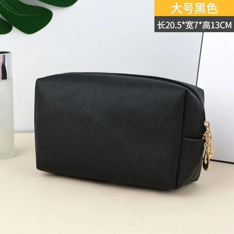 sacs à cosmétiques en cuir pu avec fermeture éclair pour femme, trousse de maquillage, étui à rouge à lèvres, trousses de toilette étanches, petit et grand, mode féminine, 1pc