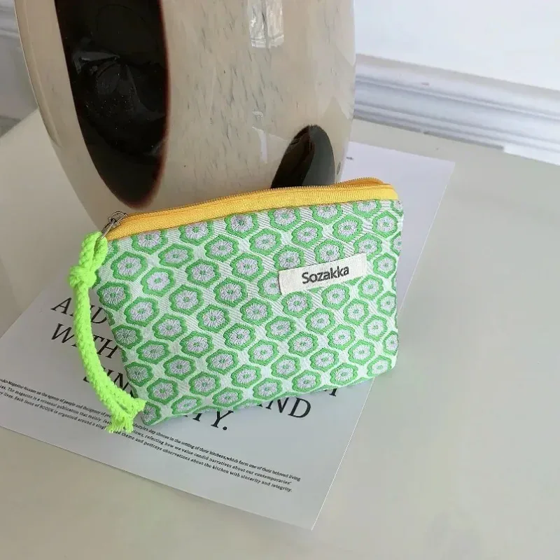 petit sac de maquillage cosmétique, mini sacs de rangement floraux en coton pour femmes, étui de maquillage pour rouge à lèvres, petit porte-monnaie pour enfants, pochette pour pièces de monnaie