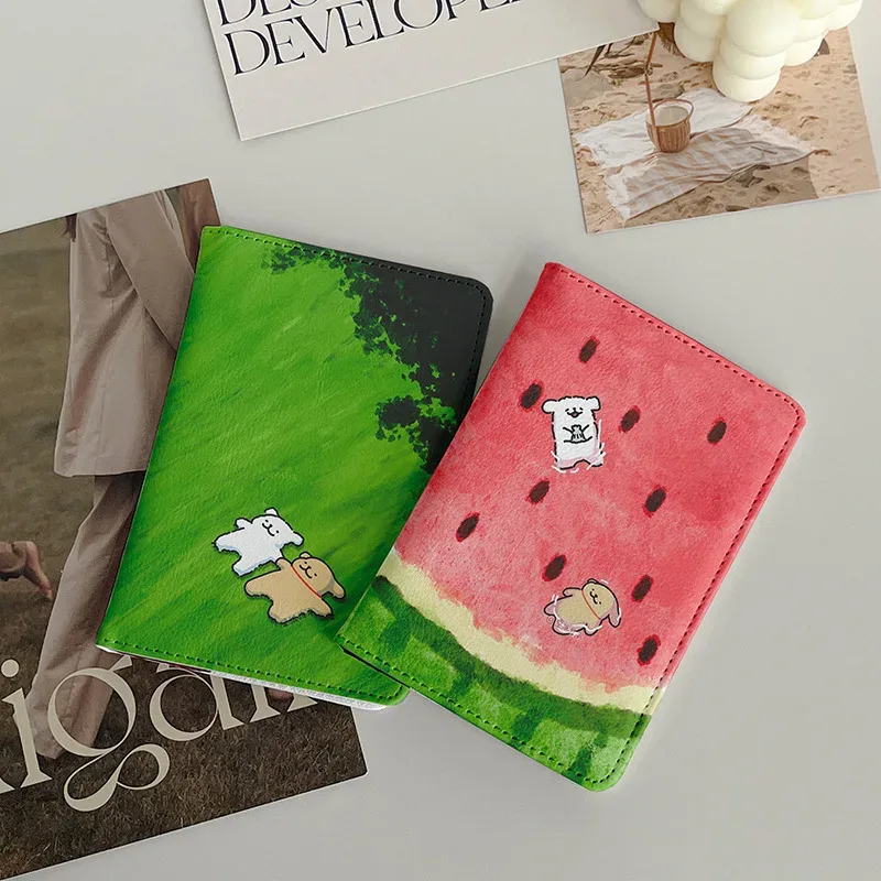 porte-passeport en forme de chien graffiti mignon, couverture de passeport pour dames, accessoires de voyage, stockage de billets portables, carte bancaire, portefeuille pour passeport