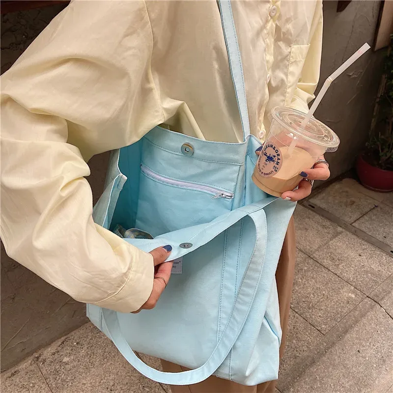 sac à bandoulière en toile de coton pour femmes, sac à main simple en tissu écologique, fourre-tout solide pour livres scolaires, sacs de shopping portables pour filles