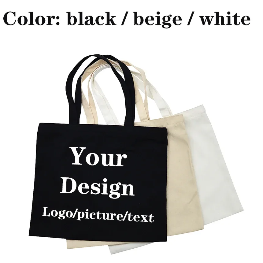 sac fourre-tout personnalisé ajoutez votre texte/logo/image sacs à provisions de conception originale sac à main avec fermeture éclair sacs en toile de mode pour femmes