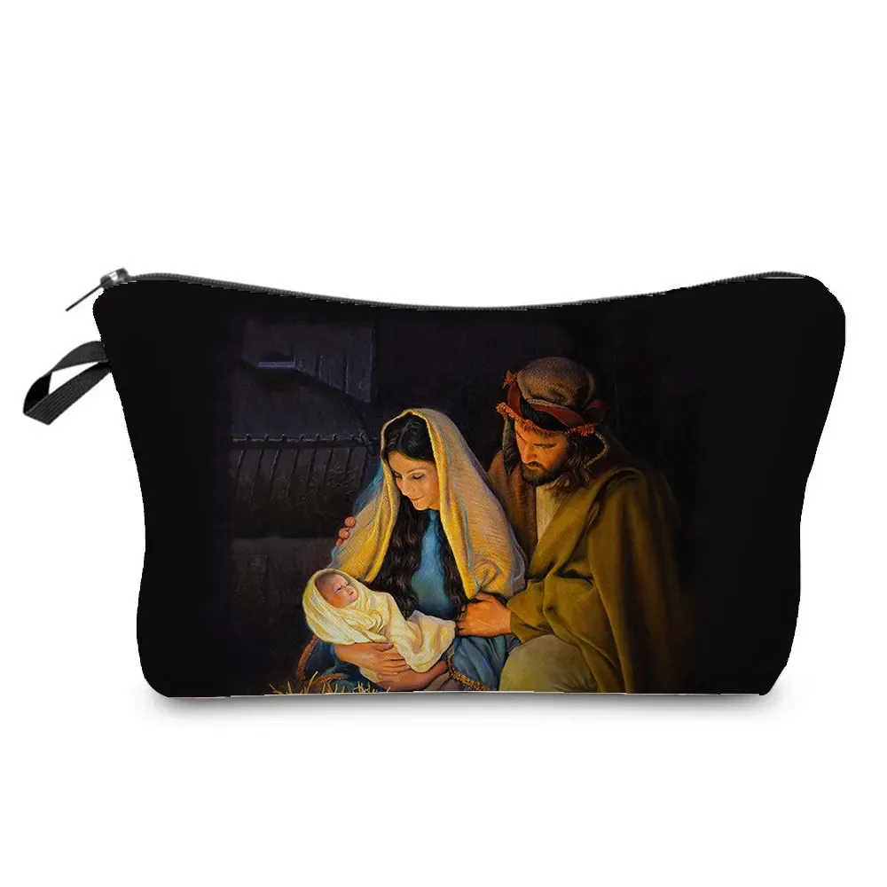 trousse de toilette à motif spinal pour femme, trousses de maquillage brodées personnalisées, trousse de toilette de voyage, belle déesse, imprimé enfant