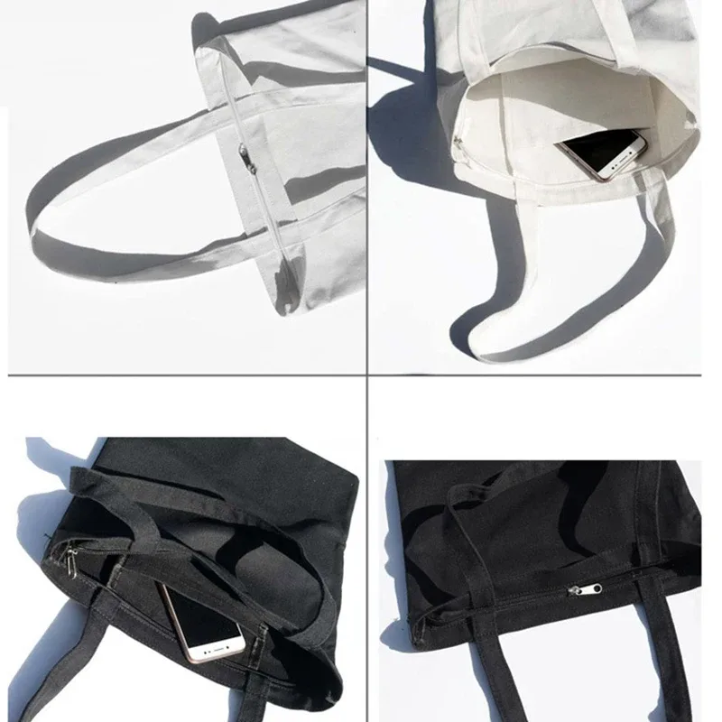 sacs à main multicolores de haute qualité pour femmes et hommes, sacs fourre-tout en toile, sacs d'épicerie réutilisables en coton, sacs de courses à fermeture éclair, sacs écologiques pliables