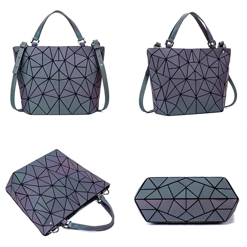 sacs à paillettes lumineux géométriques pour femmes 2024, sacs à bandoulière matelassés, sacs à main pliables laser unis pour femmes, bolsa feminina