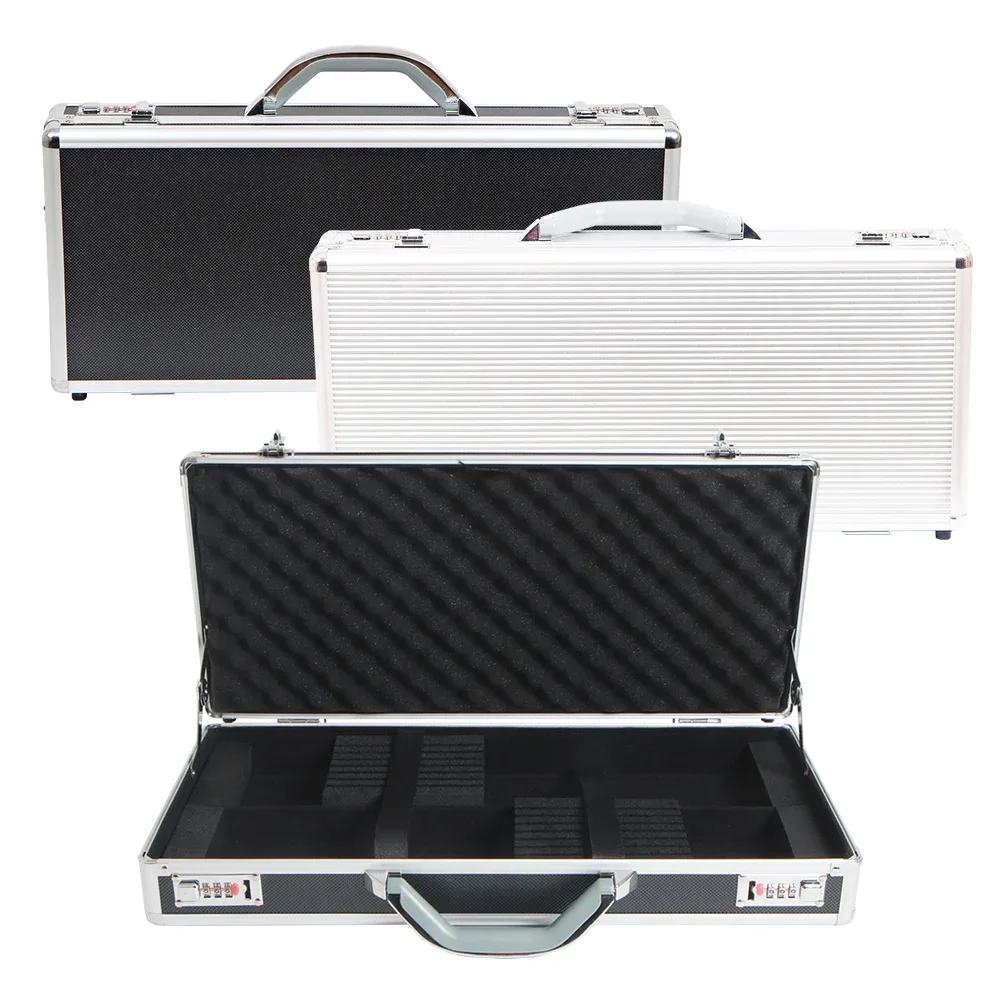 organisateur voyage aluminium noir motif carreaux poignée cadres durables protections chocs utilisation professionnelle cheveux couteaux compression