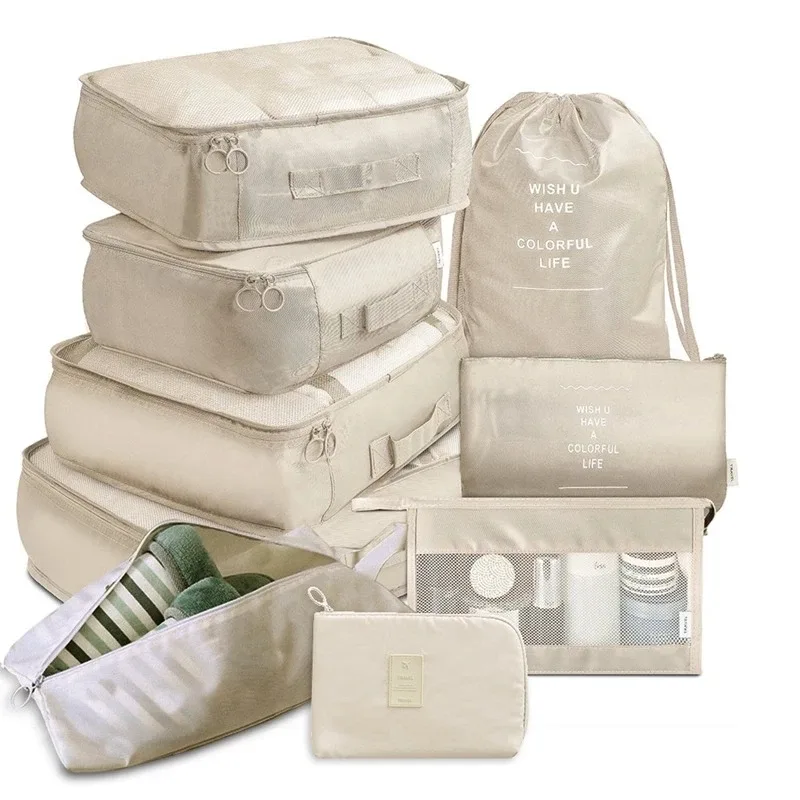 sacs de voyage en poudre pour soutien-gorge et chaussures, ensemble d'emballage de valise, étuis de rangement, 6/8/9 pièces/ensemble