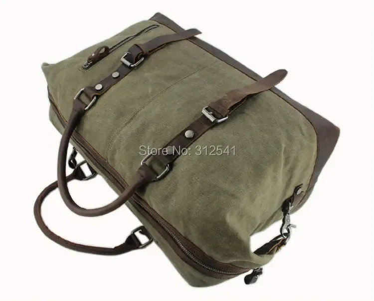 sacs de voyage vintage militaires en toile et cuir pour hommes, sacs à main, sacs de voyage, sacs de week-end de grande taille, sacs de nuit.