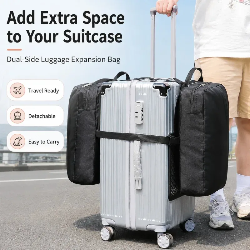 sac d'expansion double face pour bagages, pochette de rangement de voyage détachable pour valise, organisateur de sac pliable