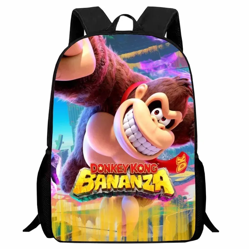 Sac Dos Nylon Donkey Kong Animé Joyeux Course Combat Famille Grande Capacité Voyager École