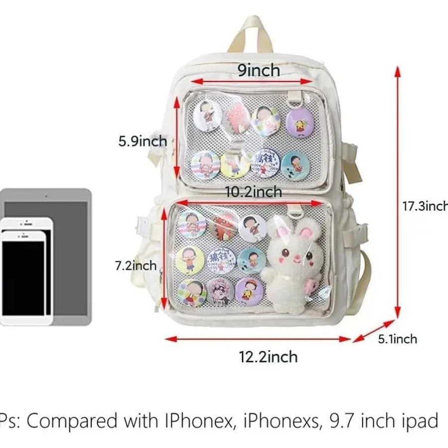 fenêtres claires mode femmes sacs à dos pour femmes adolescents bricolage badge jk broche affichage sac à dos solide multi poches ita sacs