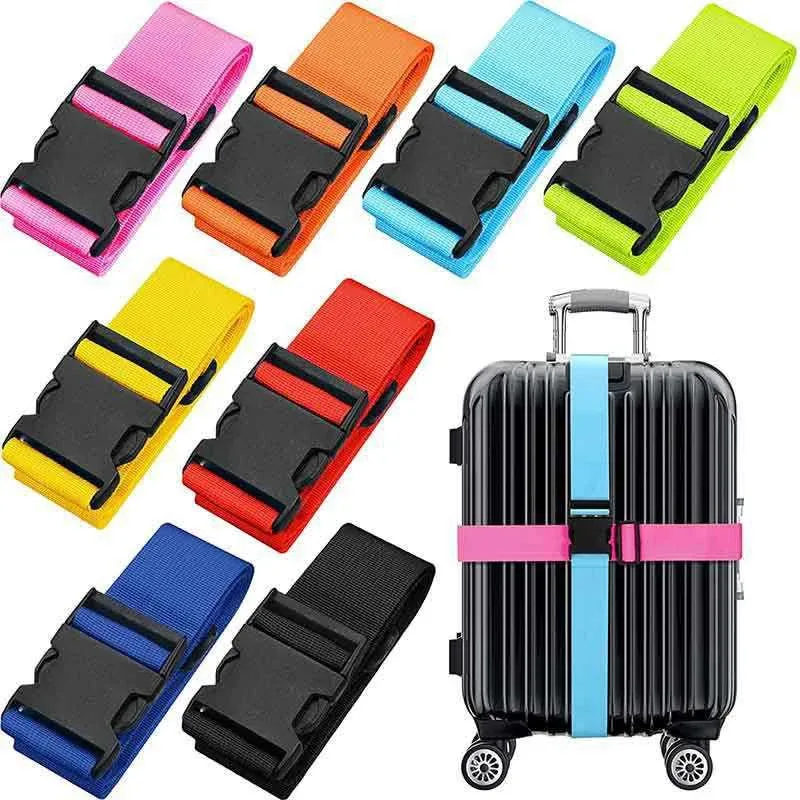sangle de bagage en nylon réglable, 2 pièces, sangle à boucle pour valise de voyage, accessoires de voyage, emballage de valise, ceinture de sécurité