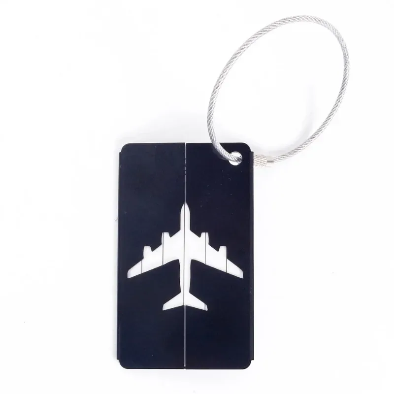 étiquette bagage alliage aluminium motif avion rouge noir vert voyage identification bagage nom adresse