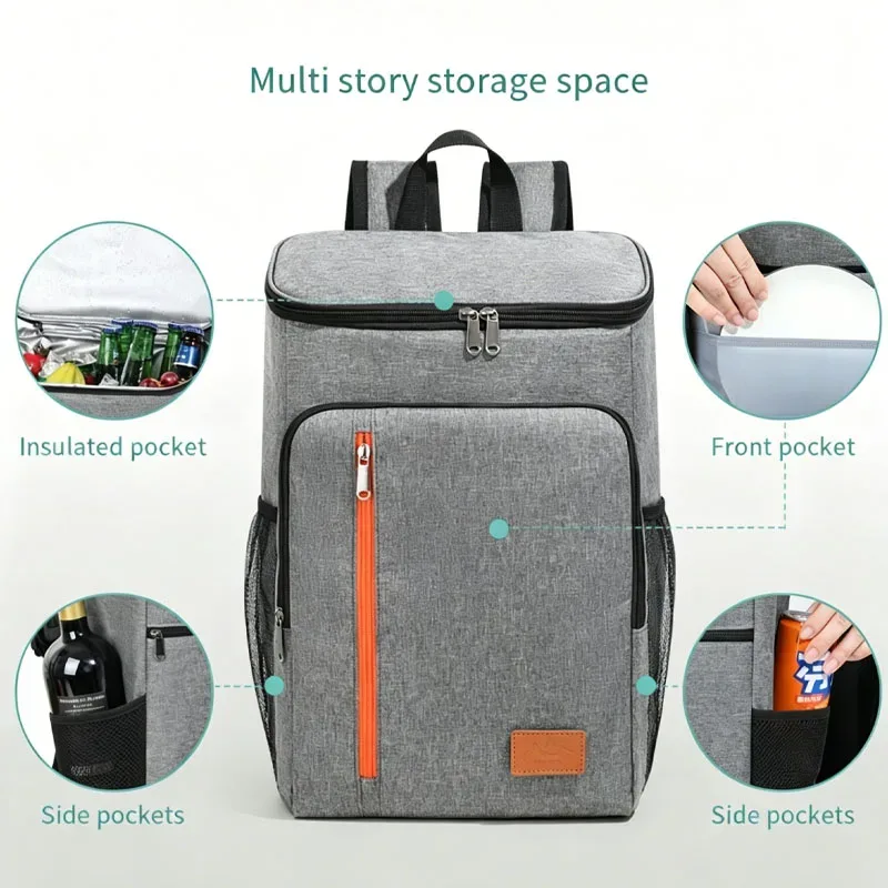 Sac Isotherme Portable 18L pour Repas, Boîte Alimentaire Durable, Étanche, Glacière Isotherme, Sac à Dos Oxford pour Camping et Rangement du Dîner