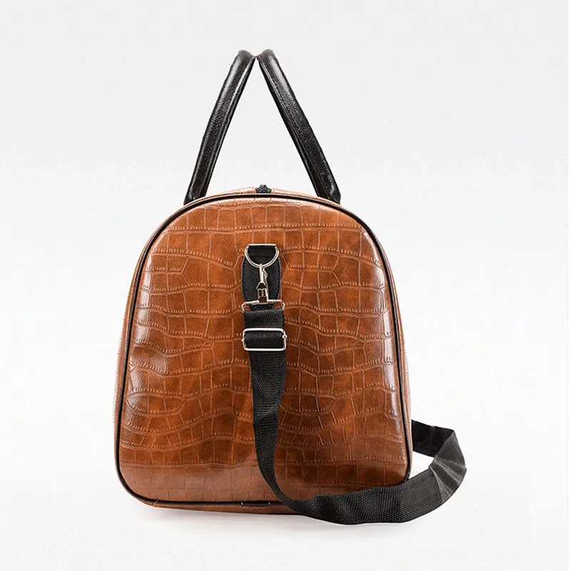 sac de voyage grande capacité pour le week-end, personnalisable avec nom, en cuir pu motif crocodile, sac bandoulière de luxe rétro, sac de sport, sac de voyage polochon