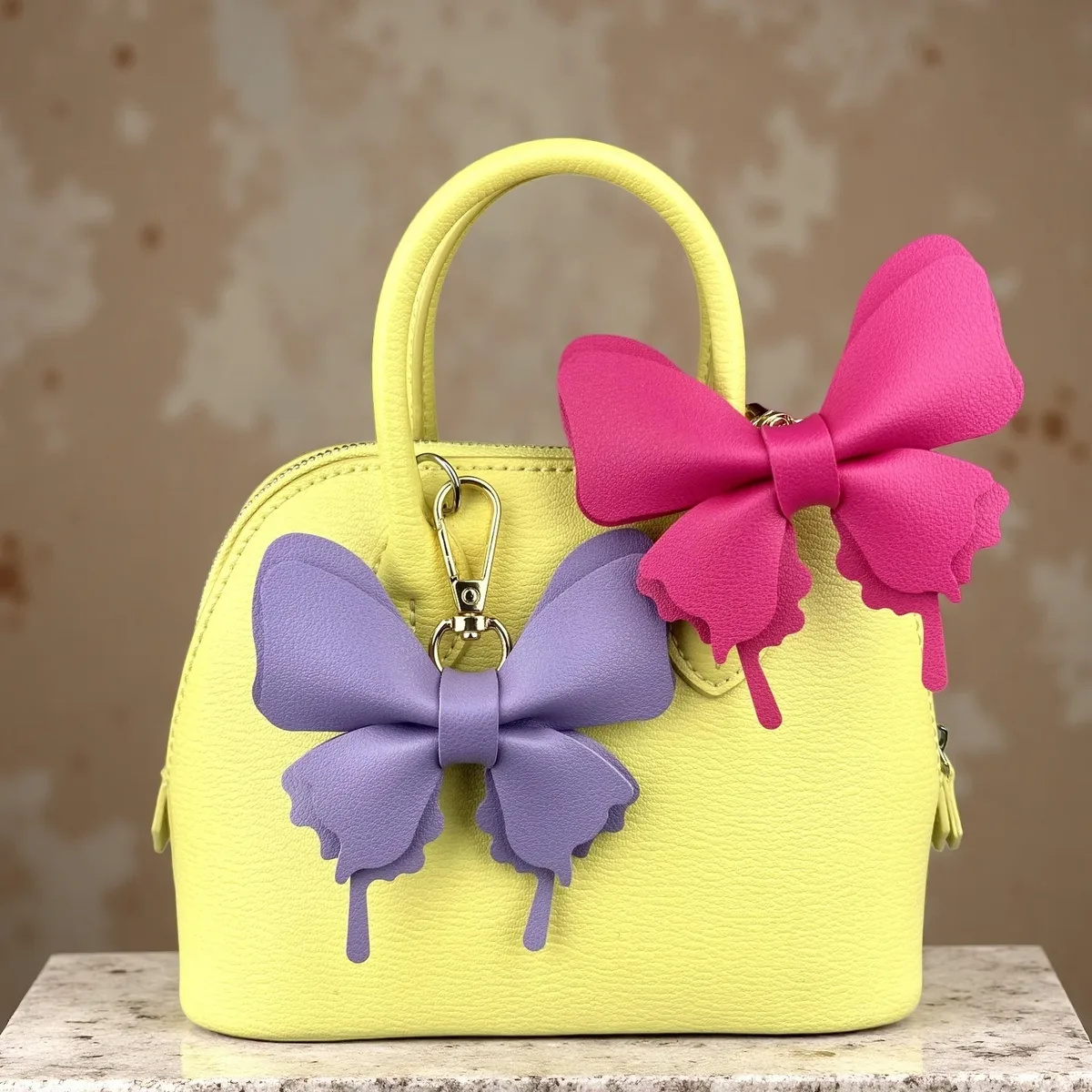 papillon ornementation cuir pu double couche rose marron argent bleu rouge blanc orange doré sac main fourre tout dos bohème stylise