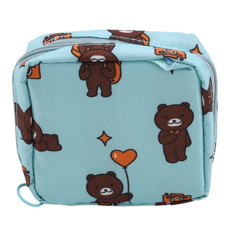 trousse toilette nylon imprimés animaux bleu rose noir blanc pastel voyage maquillage cosmétiques organiseur écouteurs monnaie